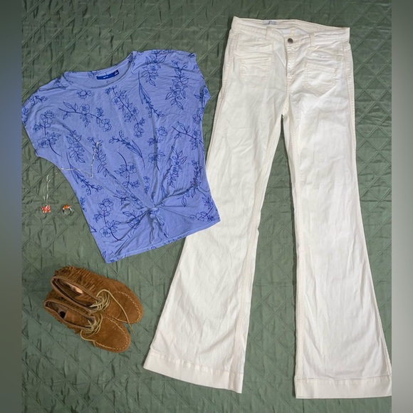 GAP "1969" High-Rise White Denim Flare Trousers, size 24/00, NWOT - Picture 2 of 13
